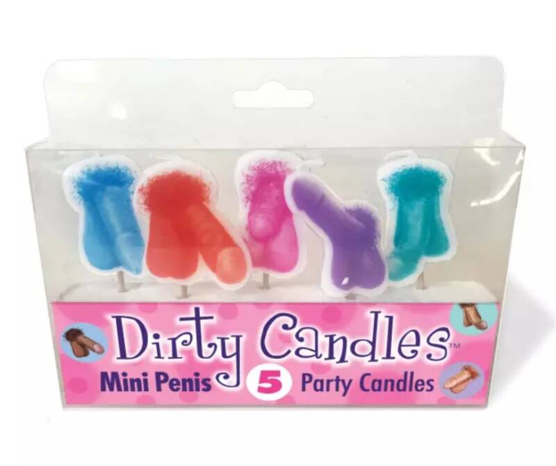 Set 5 Lumanari Dirty Candles Mini Penis, Mix Culori