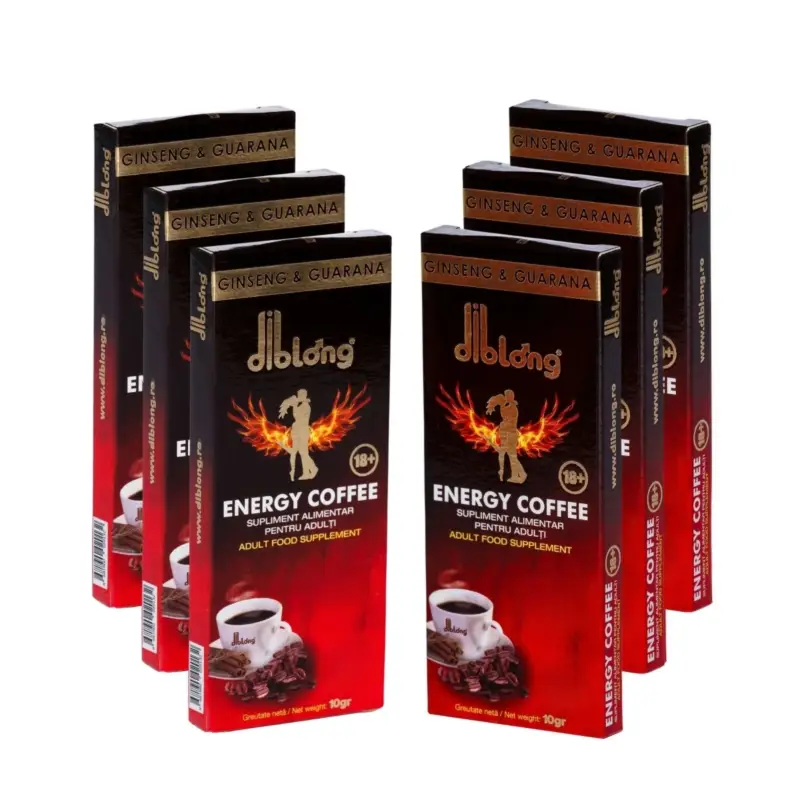 Set 6 plicuri-Supliment alimentar Diblong Energy Coffee pentru barbati, formula de cafea instant cu plante care sustin sanatatea sexuala si functia erectila, 6x10g