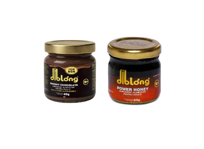 SET: Afrodisiac premium concentrat – Ciocolata cremoasa – DIBLONG ENERGY CHOCOLATE for MEN,poate ajuta la creșterea libidoului, potență, erecție, ejaculare precoce, 40g + 1 borcan miere Diblong Power Honey, 43g – Default Title