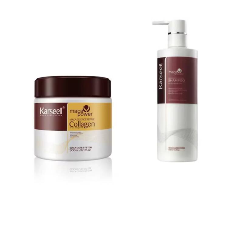 Set Karseell Collagen – Masca de Par 500ML + Sampon cu Maca 500ML | Hidratare, Reparare si Stralucire