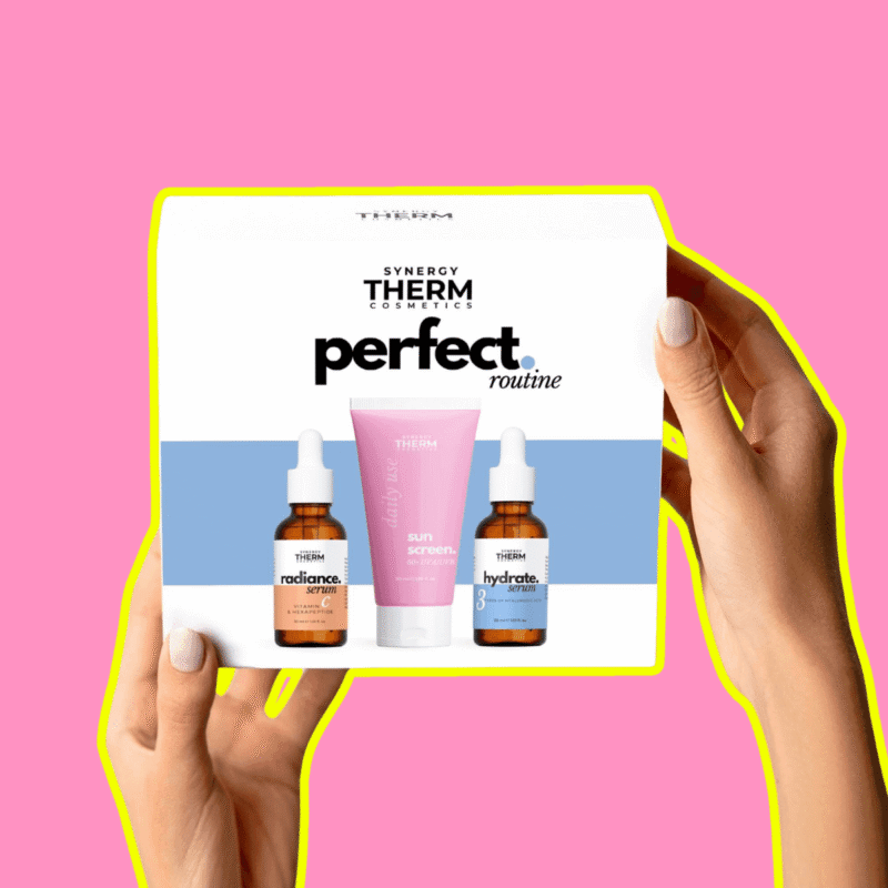 Set produse PERFECT ROUTINE rutină perfectă de bază cu ser antioxidant și iluminator cu Vitamina C, cremă hidratantă cu protecție solară SPF50+ și ser
