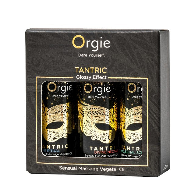 Set ulei masaj Orgie – Tantric, pentru corp, cu arome de vin alb, orhidee, fructe de padure, kiwi si capsuni, 3 x 30 ml
