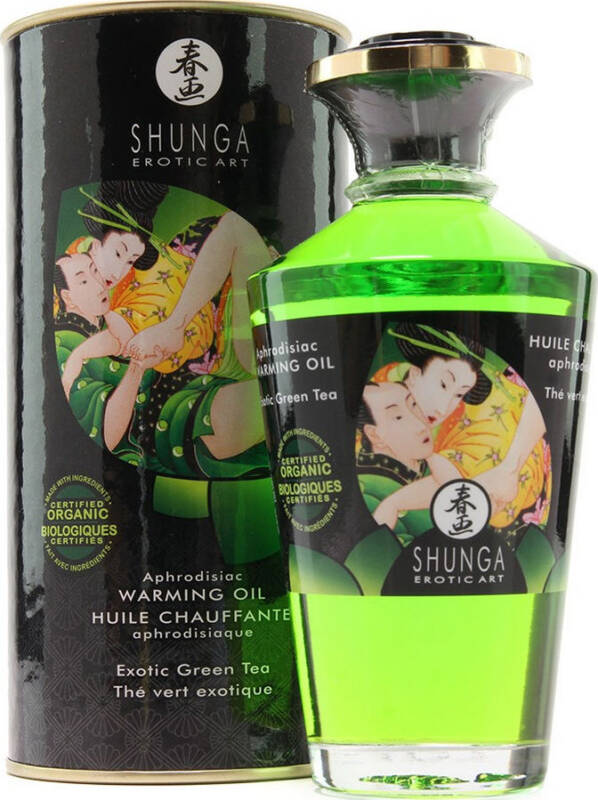 Shunga Ulei Afrodisiac cu Efect de Incalzire – Ceai Verde 100 ml