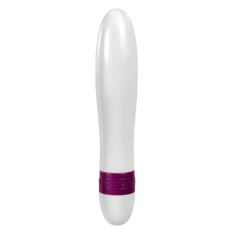 Stimulator clitoris DUREX Intense Pure Fantasy, cu vibrații multiple, rezistent la apă, lungime 15 cm, alb cu mov