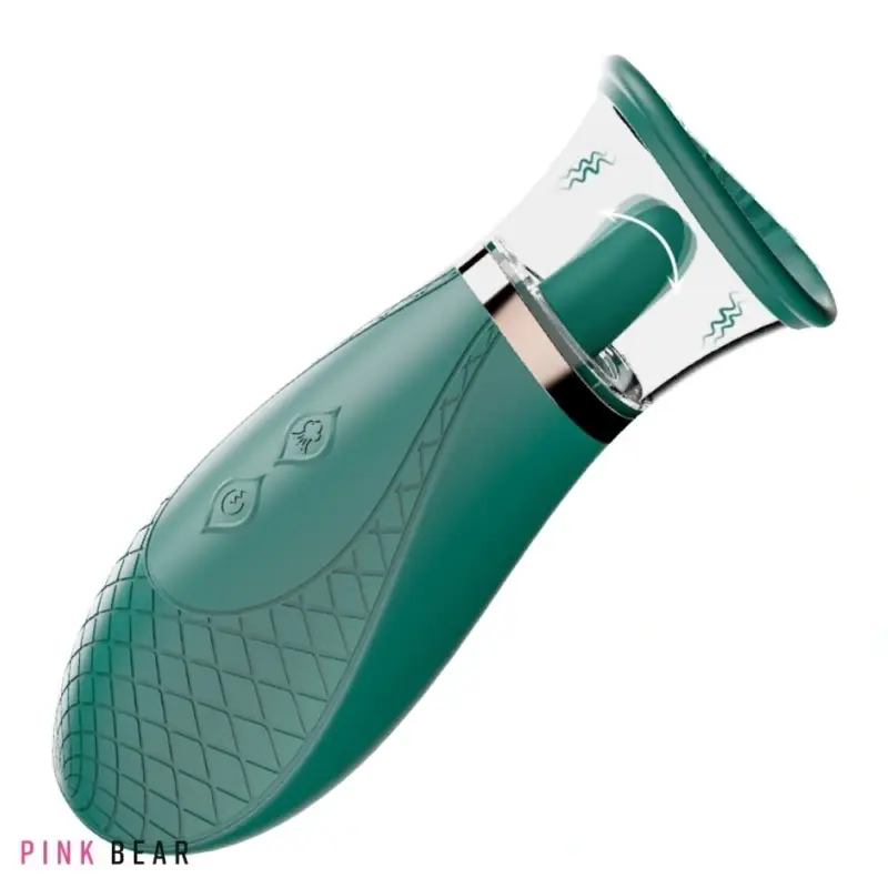 Stimulator Melow, 3 Moduri Suctiune, 9 Moduri Licking, Silicon, USB, Verde, 17 cm