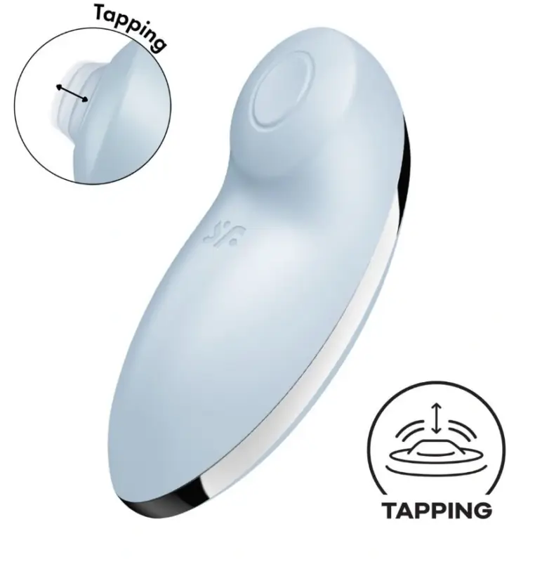 Stimulator Tap&Climax 2, Silicon, 11 Moduri Tapare si Vibratii, USB Magnetic, Albastru, 11 cm