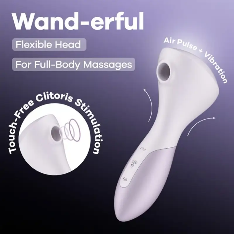 Stimulator Wand-erful, 11 Moduri Suctiune, 12 Moduri Vibratii, Silicon, USB, Mov Deschis, 15.8 cm