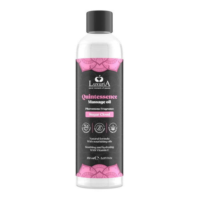 Ulei de masaj LUXURIA Quintessence Sugar Cloud, cu vitamina E și feromoni, cu aromă dulce, 150 ml