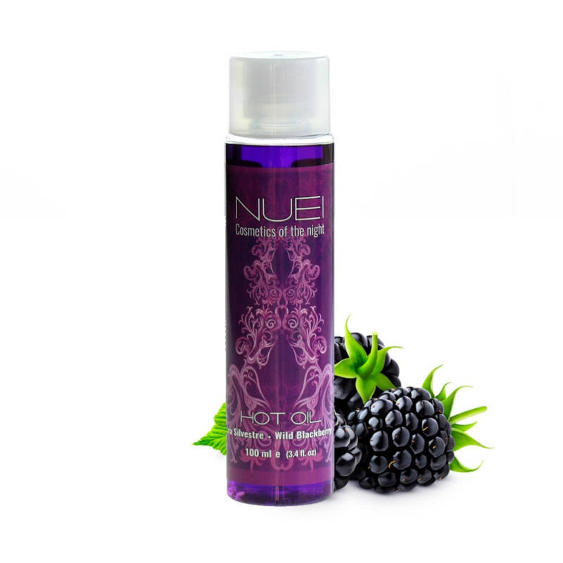 Ulei de masaj, NUEI – HOT OIL, sarutabil, cu efect de incalzire si aroma de mure (Blackberry), 100 ml