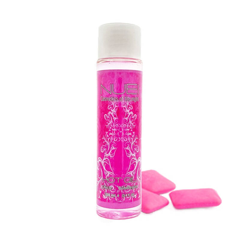 Ulei de masaj, NUEI – HOT OIL, sarutabil, cu efect de incalzire si aroma de Bubble Gum, 100 ml