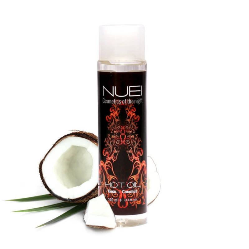 Ulei de masaj, NUEI – HOT OIL, sarutabil, cu efect de incalzire si aroma de Cocos, 100 ml