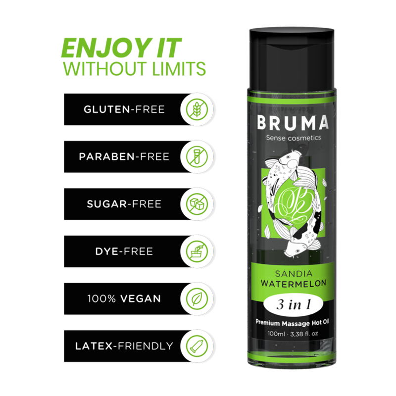 Ulei de masaj premium încalzitor, aroma pepene verde, 3 în 1 – 100 ml