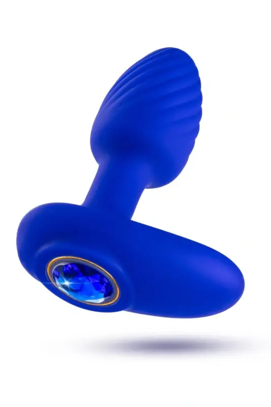 Vibrator Anal Mystery Oh My Gem, 7 Moduri Vibratii, Silicon Lichid, USB Magnetic, Albastru,  10.1 cm