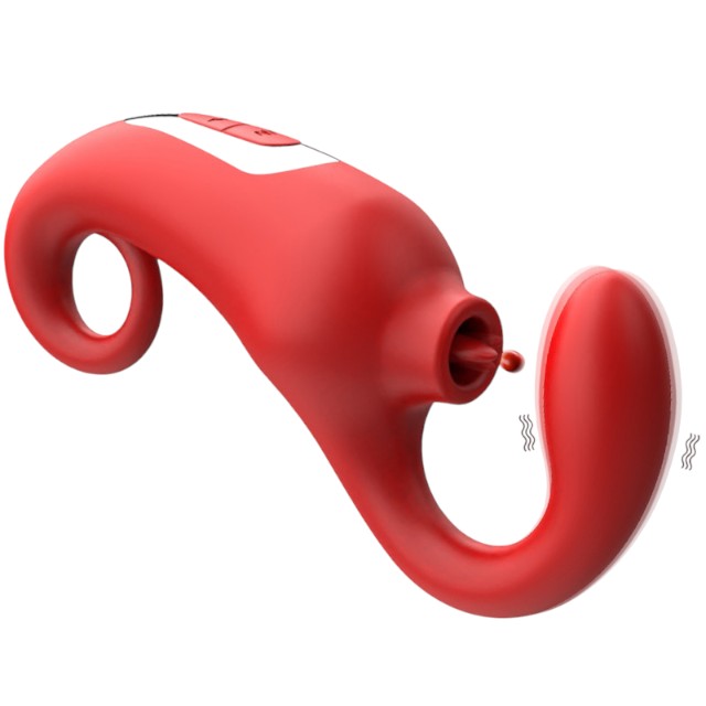 Vibrator BSeries – Merfi, pentru stimularea interna si clitoridiana, 10 fuctii de vibratie, 17.8 cm ,rosu