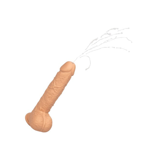 Vibrator CALEXOTICS Squirting Fuck Stick, realistic cu funcție de ejaculare, 10 funcții de vibrație, culoarea pielii, 22.7 cm