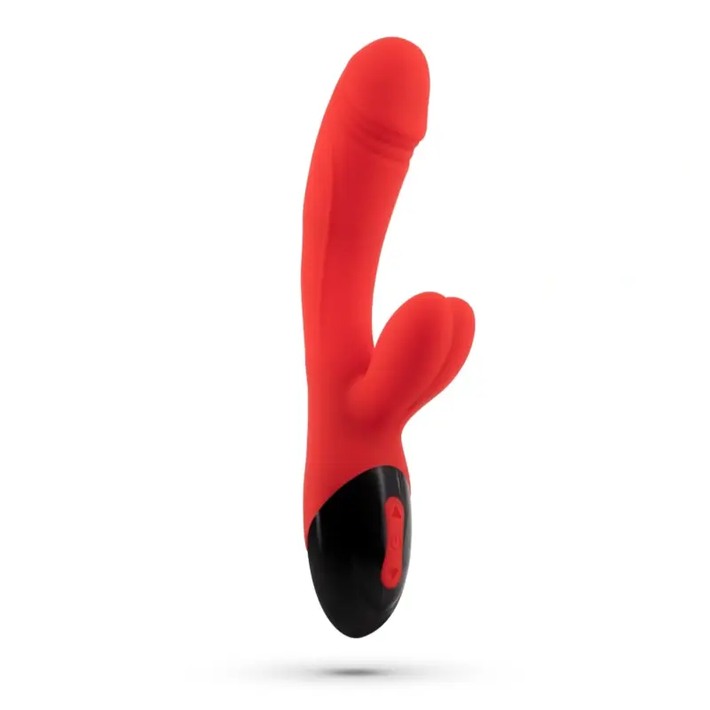 Vibrator Crushious Dare Dong, 8 Moduri Vibratii, 5 Trepte Intensitate, Silicon, USB, Rosu, 20 cm