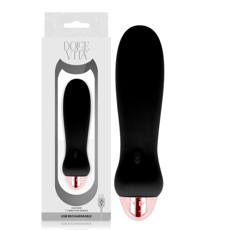 Vibrator DOLCE VITA reîncarcabil Five Black, 7 viteze