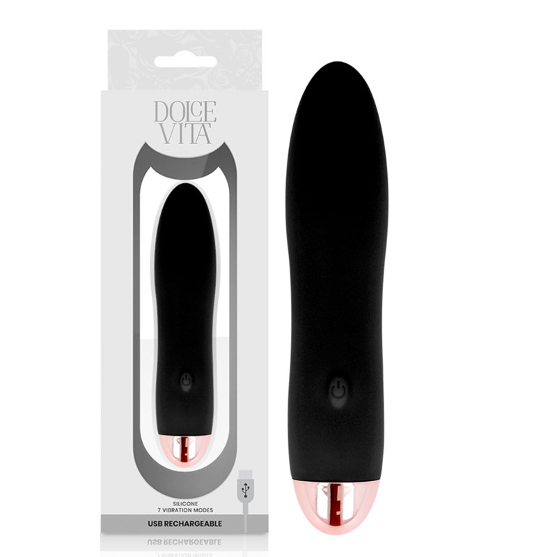 Vibrator DOLCE VITA reîncarcabil Four Black, 7 functii de vibratie