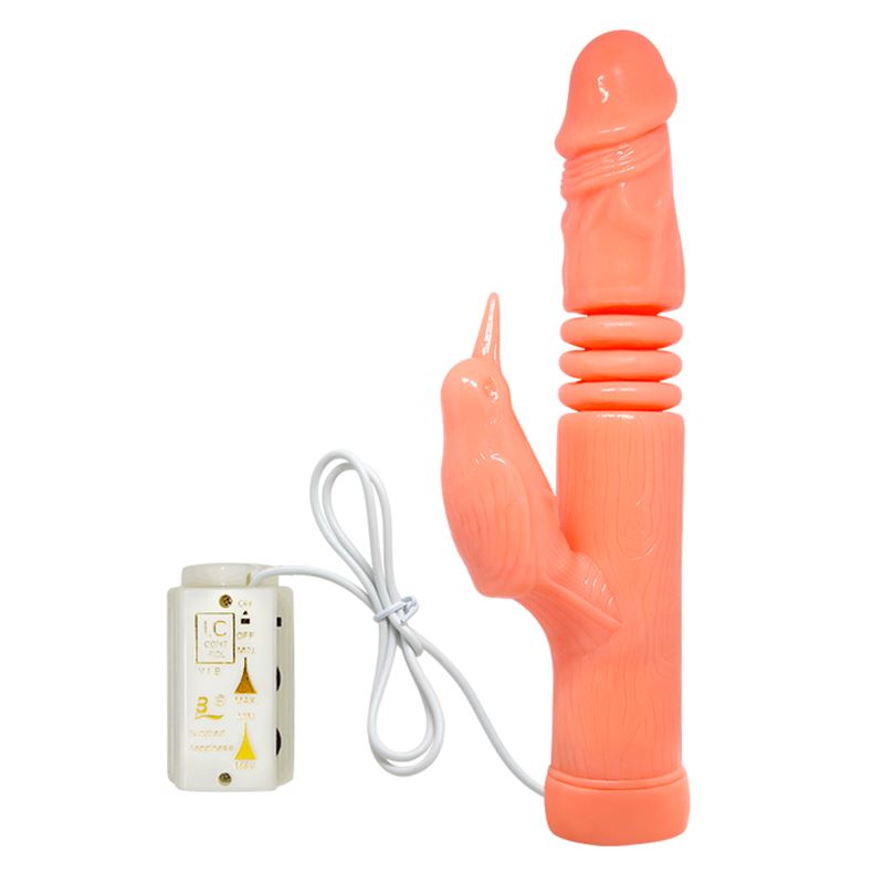 Vibrator Golden Gun cu Telecomanda, Functii Vibratii, Rotatii, Impingere, Natural, 23 cm