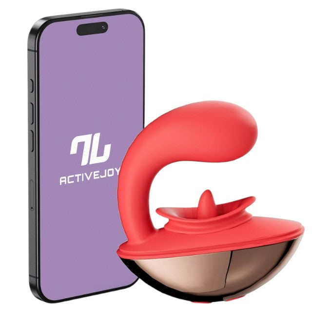 Vibrator INTOYOU APP – Rondy, pentru stimulare interna si clitoridiana, cu 10 functii de vibratie, control prin aplicatie, 8.8 cm x 3.5 cm, rosu