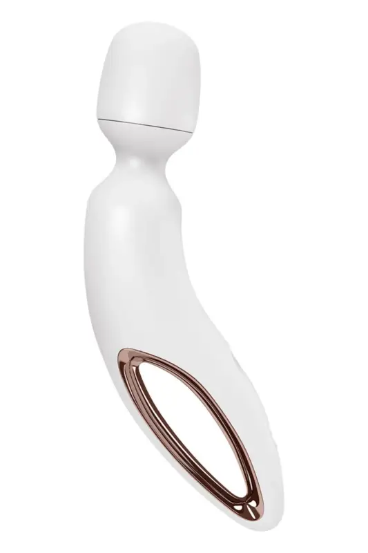Vibrator Masaj Wand-erland, 50 Programe Vibratii, Silicon, USB, Alb, 34 cm