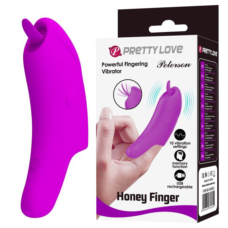 Vibrator PRETTYLOVE Peterson, vibrator pentru deget, cu stimulare