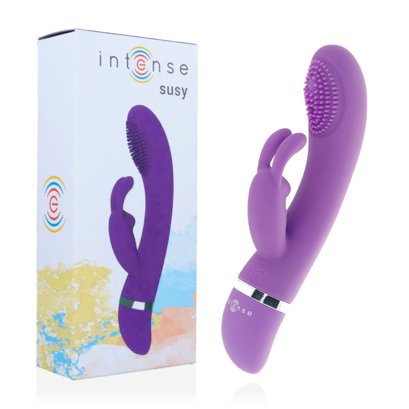 Vibrator rabbit Susy din silicon, oscilant, lila – Intense