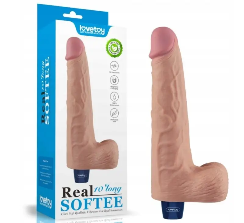 Vibrator Realist REAL SOFTEE,  10 Moduri Vibratii, TPE, Natural, 25.3 cm