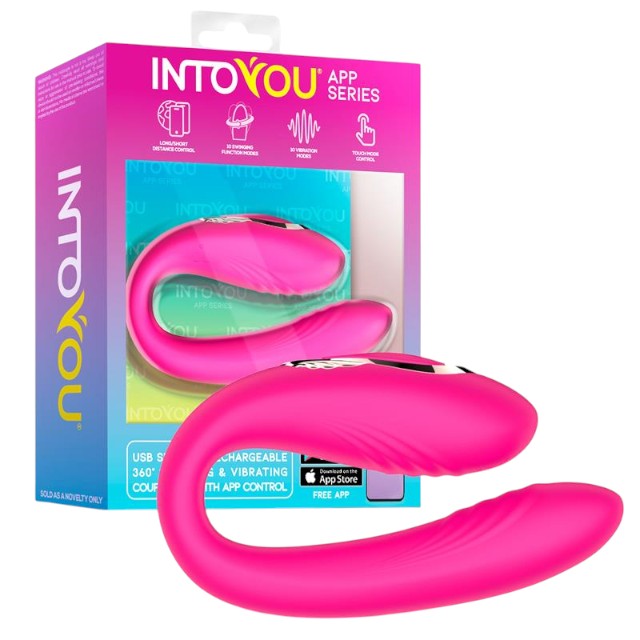 Vibrator stimulator INTOYOU APP – Couple 360º, control prin aplicatie, 10 fuctii de vibrare, 13 cm, roz