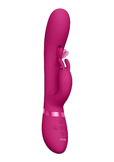 Vibrator Tama Tripe-Action, Wave&Vibrating G-Spot, Silicon, USB, Roz, 23.2 cm