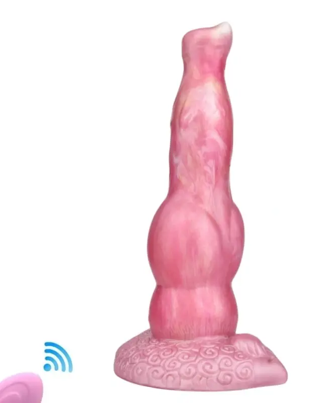 Vibrator Thrusting Werewolf, Remote Control, 10 Moduri Stimulatoare, Silicon Lichid, USB, Roz, 24 cm
