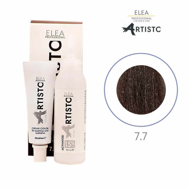 Vopsea crema pentru sprancene si gene Elea Professional Artisto Color, 7/7 Maro deschis