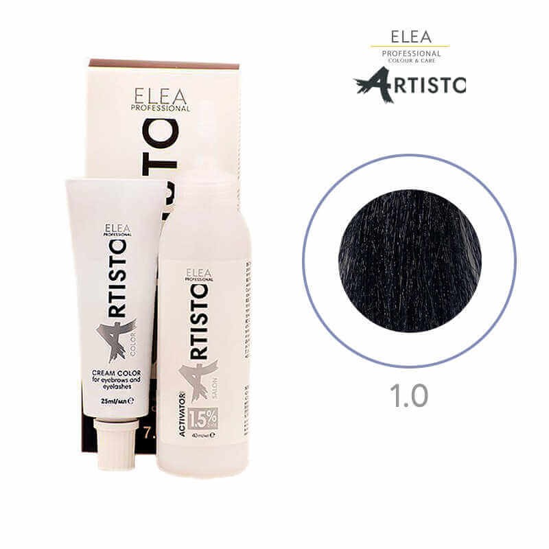 Vopsea crema pentru sprancene si gene Elea Professional Artisto Color, 1/0 Negru clasic