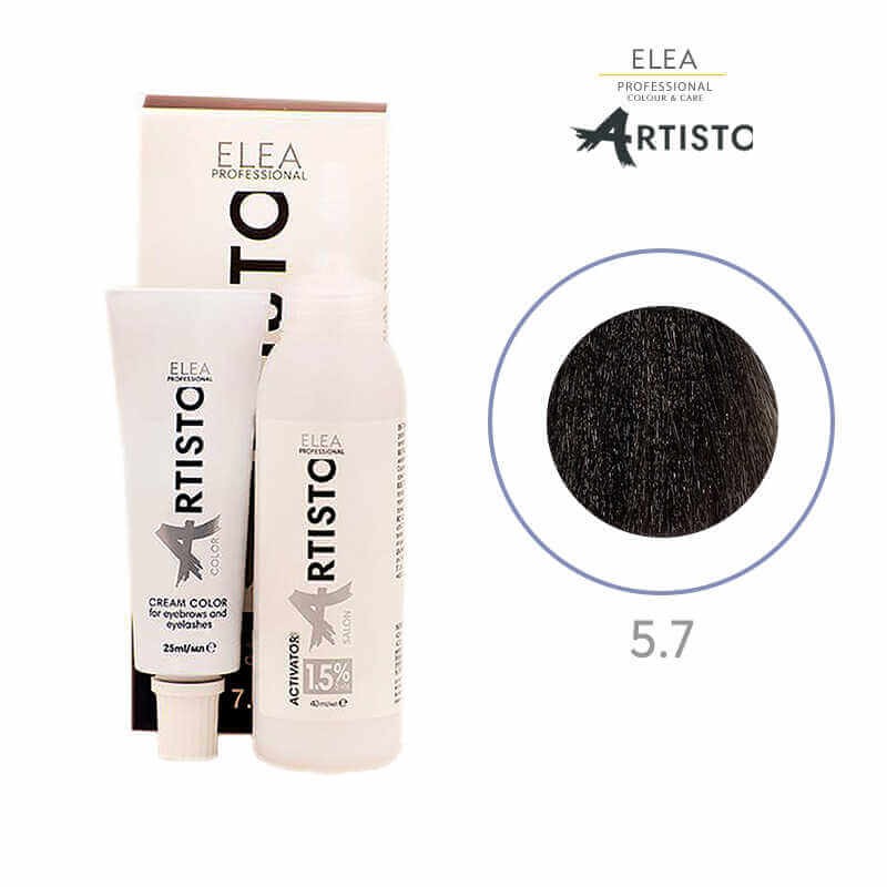 Vopsea crema pentru sprancene si gene Elea Professional Artisto Color, 5/7 Maro clasic